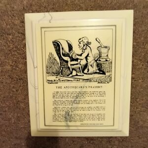 Vintage Apothecary's Prayer Plaque Solid 13 3/4 X 11 1/4